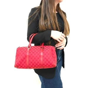 Gucci Red GG Canvas Boston Bag
